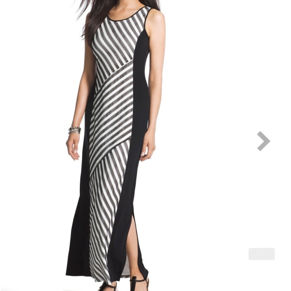 Chico's Black and White Striped Maxi Dress